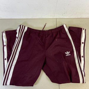 Adidas Classic Comfortable Warm Maroon w White Tear Away Track Pants - Size XL